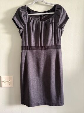 Tahari short sleeve silk blend midi dress 8